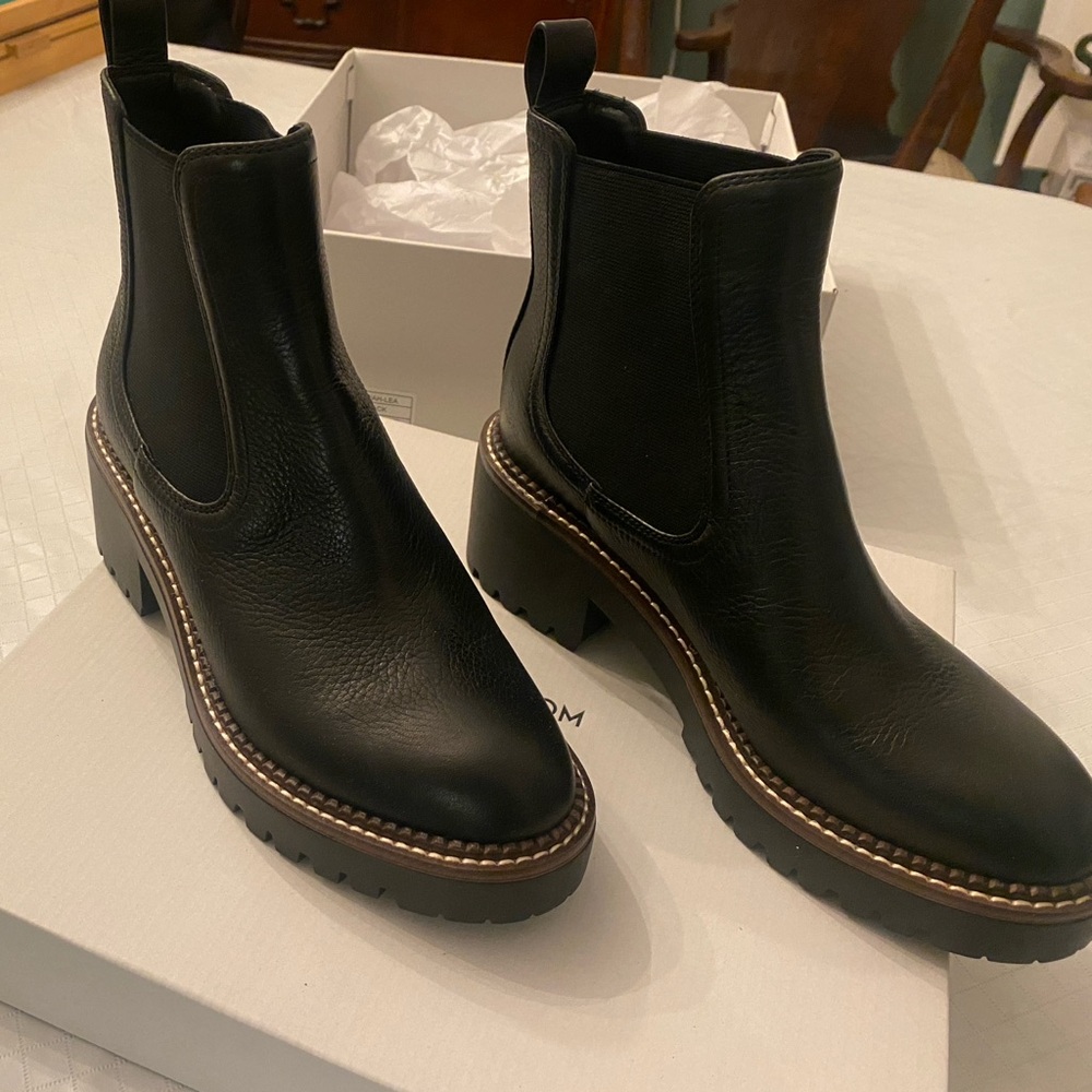 Nordstrom Black Ankle Boots with Chunky Sole - NEW in box!